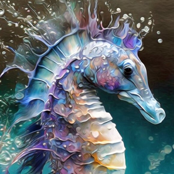 16x20‎ Seahorse Aquatic Ocean Sealife Watercolor Oil Painting Fantasy Art Poster - Picture 3 of 7